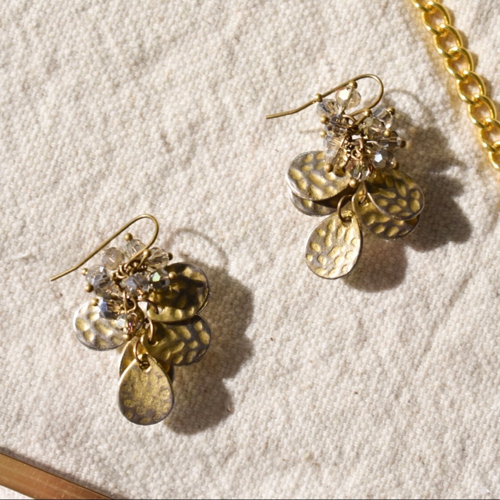 Anthropologie Rustic Gold Dangle Earrings